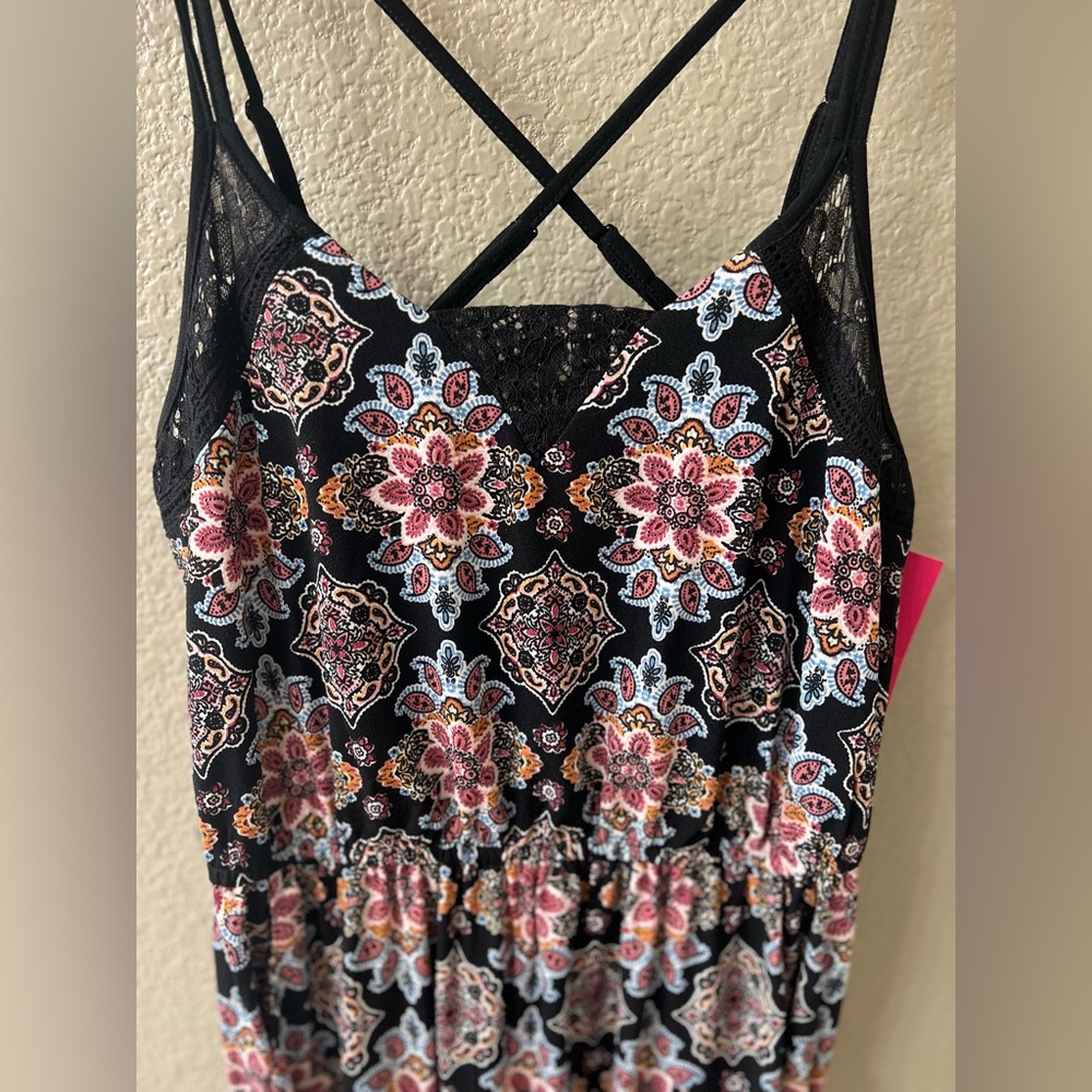 NWT Xhilaration Black and Orange BOHO Style Sleeveless Sheath Maxi Dress